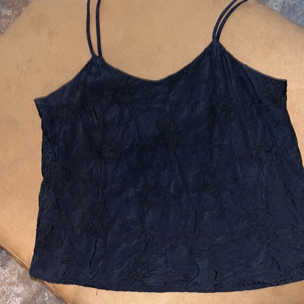 Embroidered black camisole